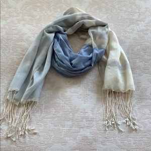 Talbots Blue and White Striped OS Scarf